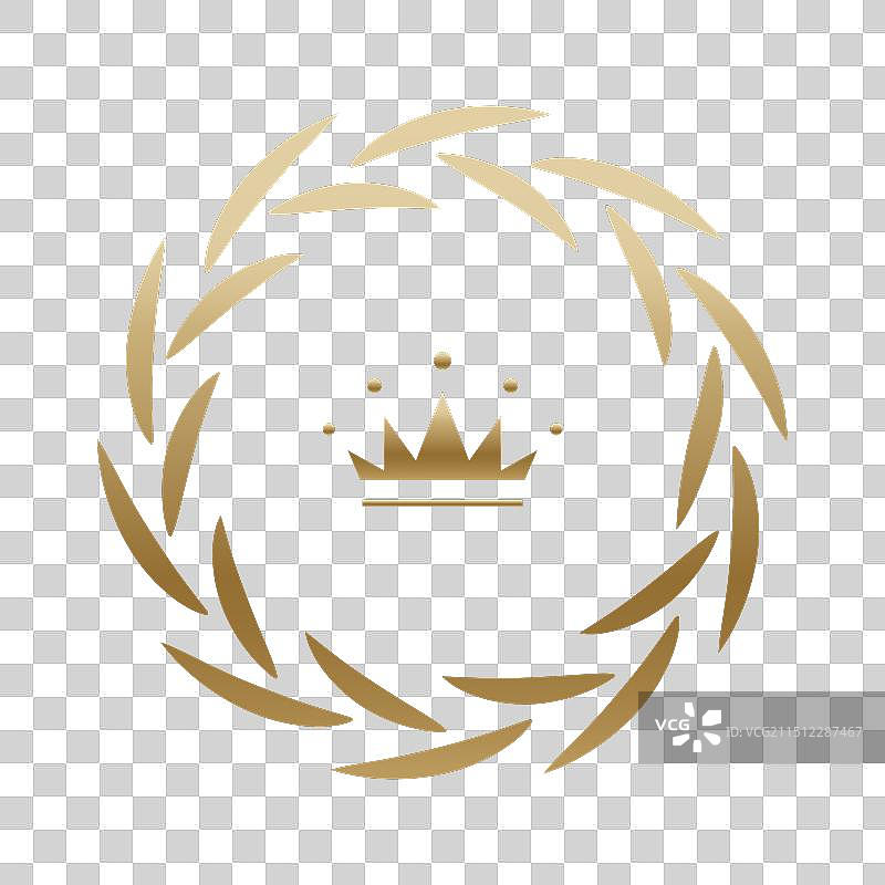 逼真的金色圆形月桂花环图片素材