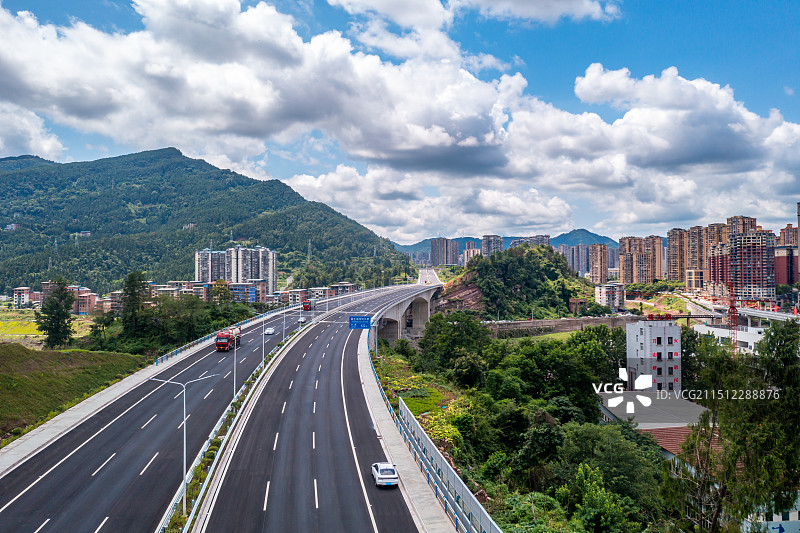 宣汉县城市航拍全景图片素材