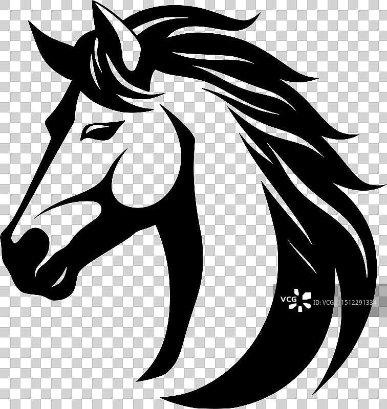 黑白马匹隔离图标图片素材