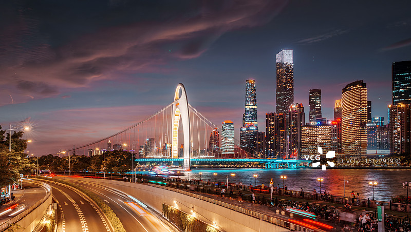 猎德大桥晚霞图片素材