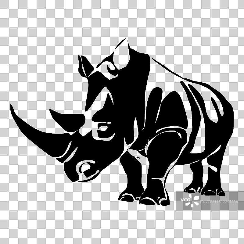 犀牛剪影logo设计抽象野生动物图片素材