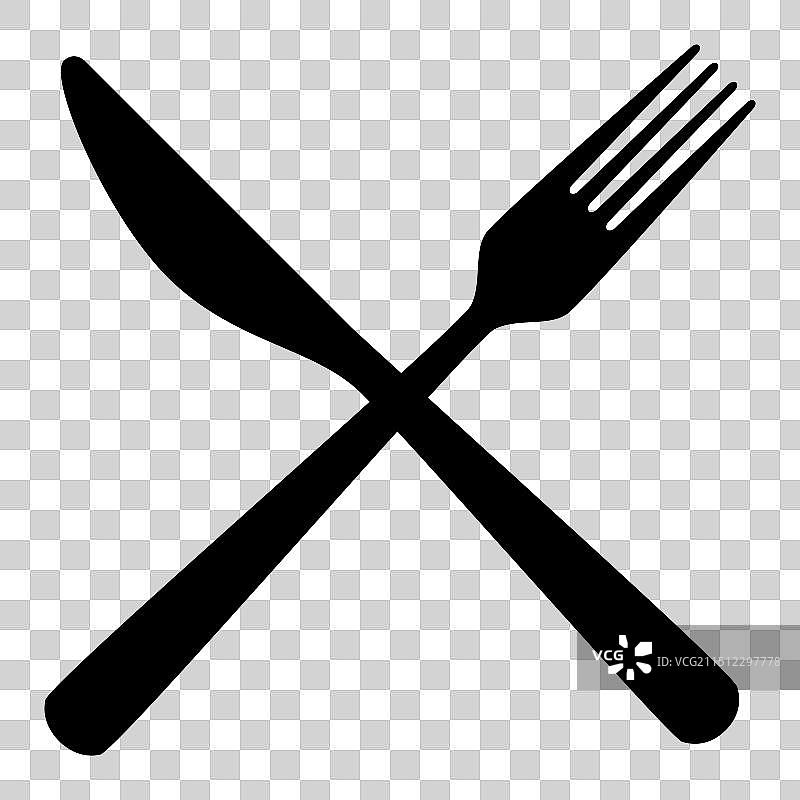 交叉餐具刀叉轮廓形状图片素材