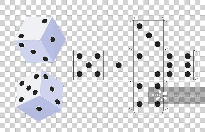赌场骰子扫描方案可打印模板图片素材