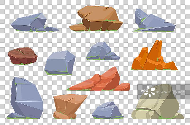 卡通石头岩石和山脉花岗岩图片素材