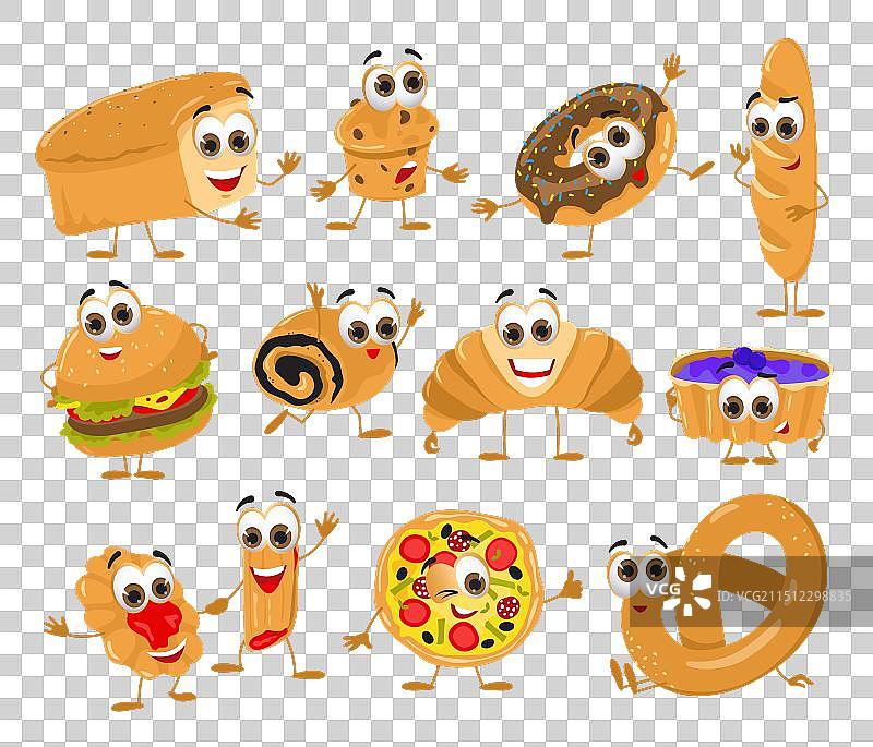 一组有趣的眼睛面包，白色背景图片素材