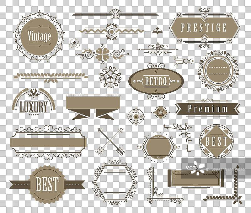 装饰性金银丝花纹和复古图案合集图片素材