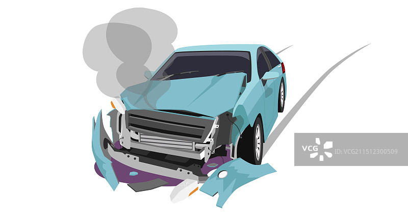 车辆事故蓝色汽车碰撞图片素材