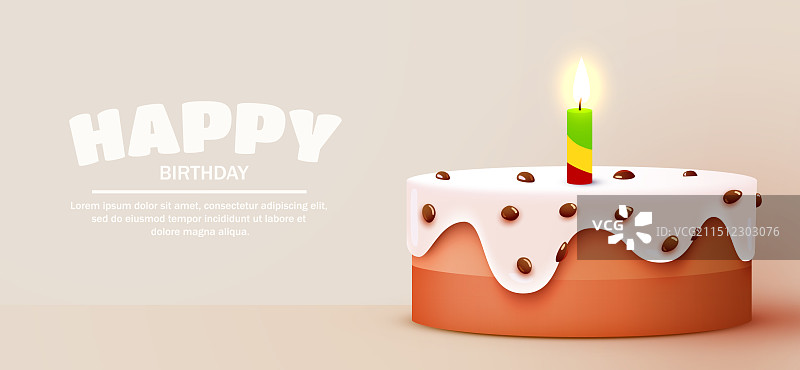 带燃烧蜡烛的生日蛋糕banner图片素材