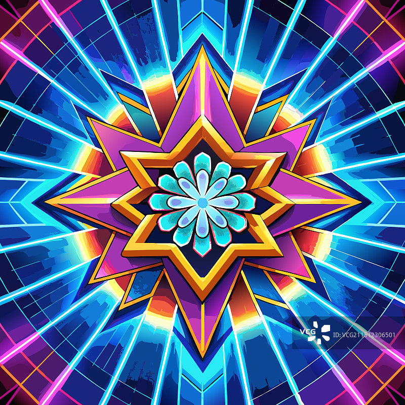 光芒四射的分形图案背景设计图片素材