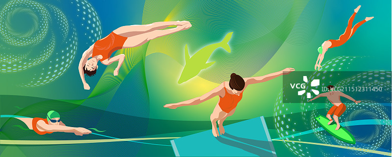 水中花-黄绿横版图片素材