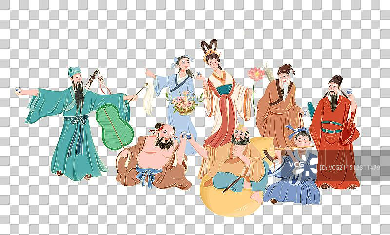 八仙插画图片素材