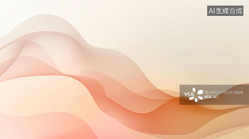 【AI数字艺术】3D渲染的柔和桃橙粉色渐变波浪线条抽象背景图片素材