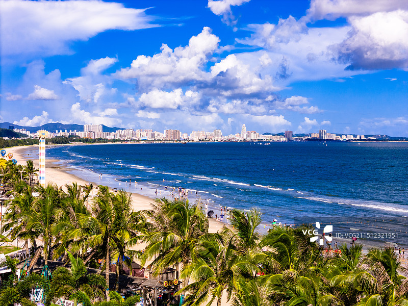 航拍汕尾金町湾七里海沙滩美景图片素材