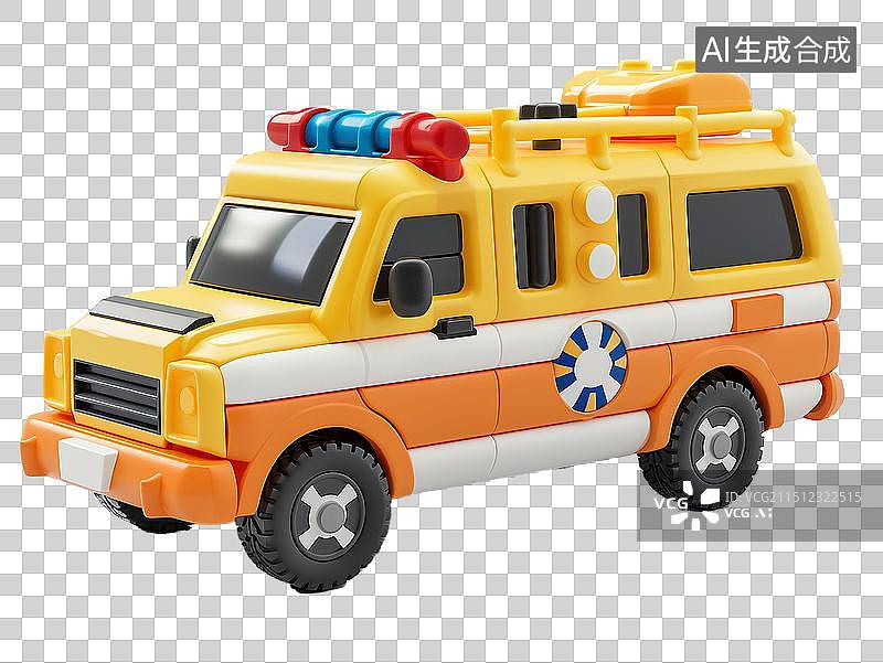 【AI数字艺术】儿童玩具卡通3D小火车救护车消防车卡丁车碰碰车越野车拖拉机公交车吊车铲车挖掘机轮船飞机图片素材