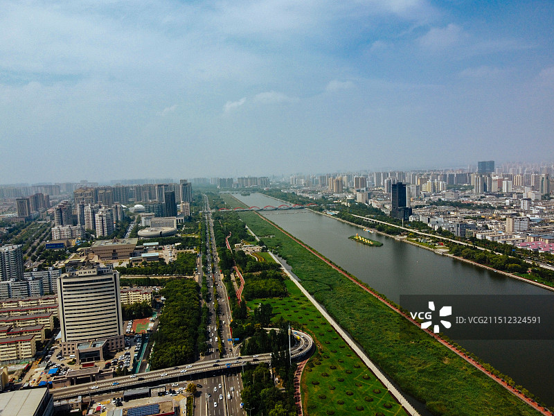 太原市 迎泽大桥 中海国际 图书馆 博物院 迎泽大街 汾河图片素材