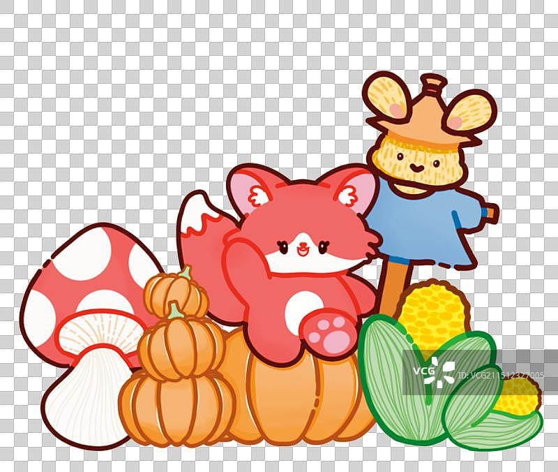 可爱的小狐狸秋天元素图片素材