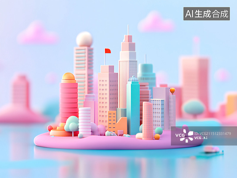 【AI数字艺术】城市建筑城镇三维景观设计现代房地产背景图片素材