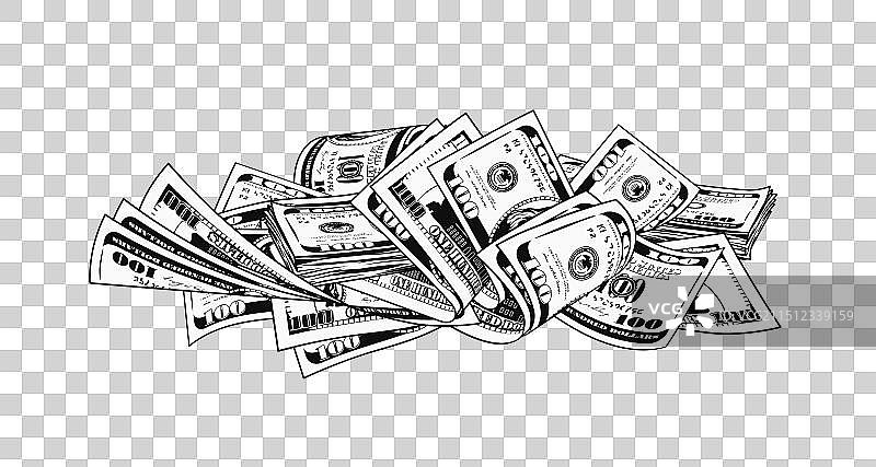 成堆的100美元钞票图片素材