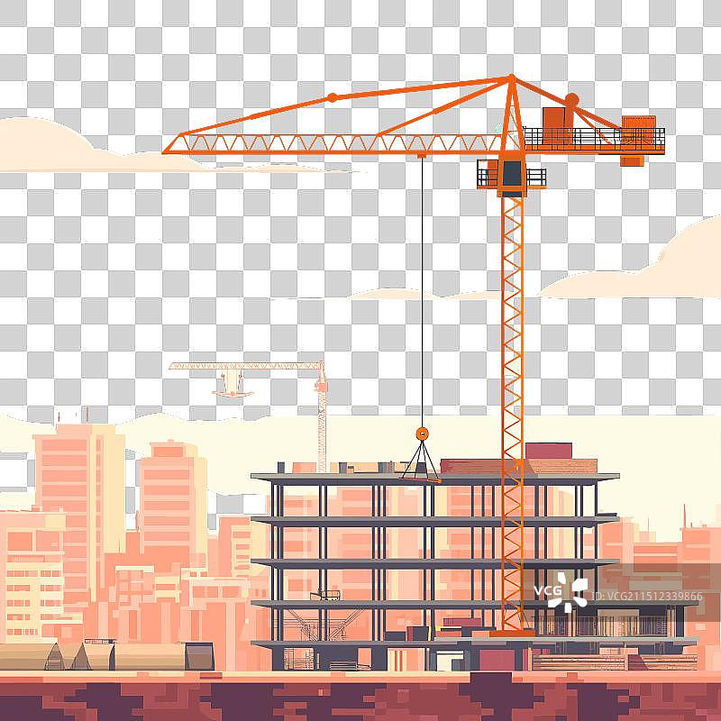 建筑工地上的建筑起重机图片素材