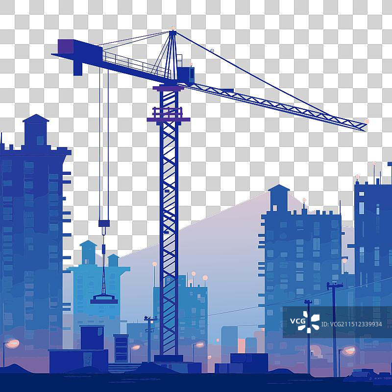 建筑工地上的建筑起重机图片素材