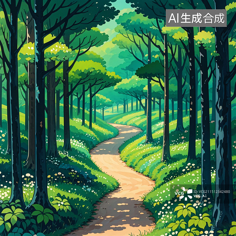 【AI数字艺术】树林森林插画图片素材