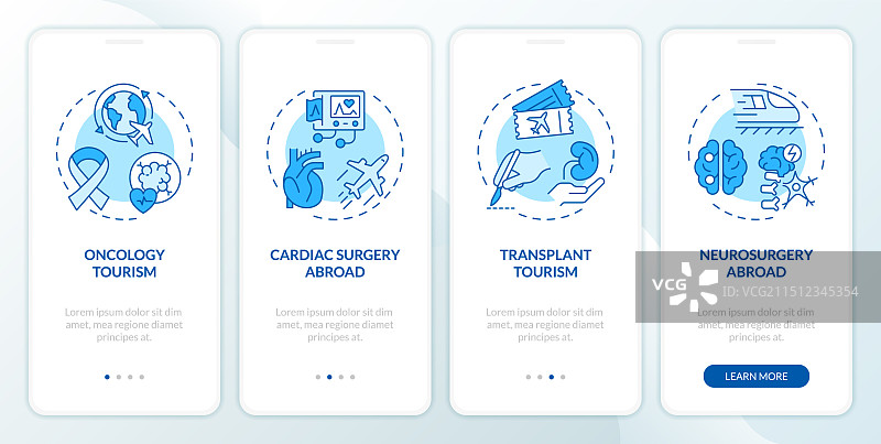 带图标的2D蓝色医疗旅游演示图片素材