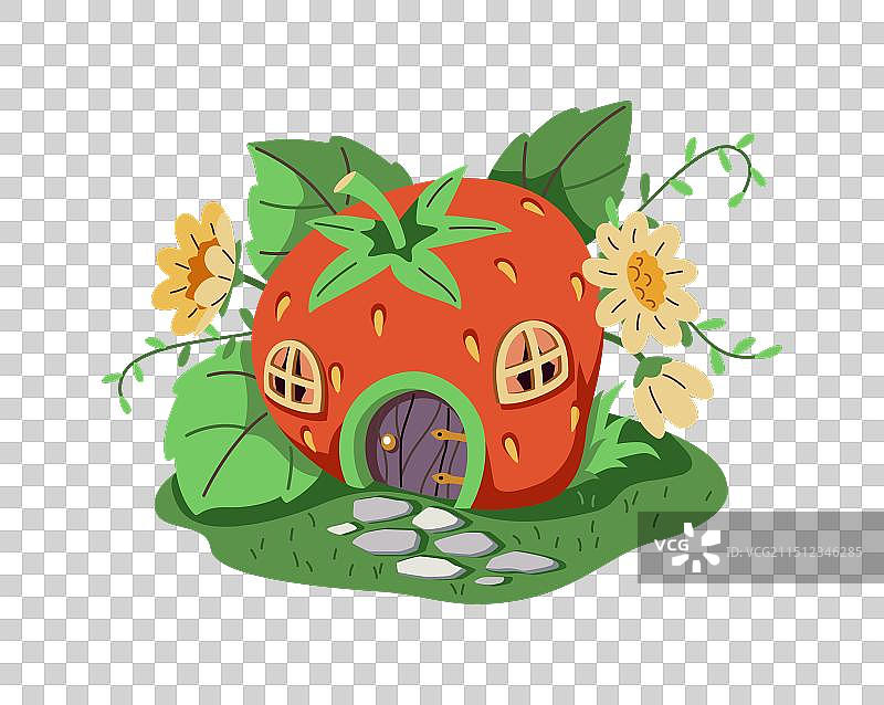 红色卡通侏儒或仙女屋图片素材