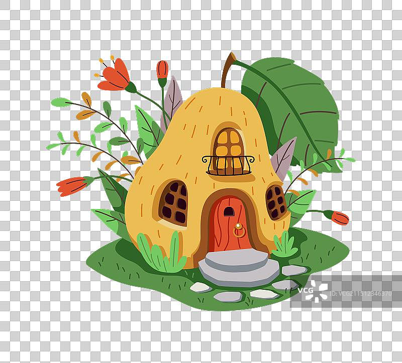 魔法卡通侏儒或仙女小屋图片素材