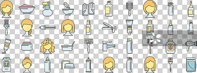 染发彩色线条图标集图片素材