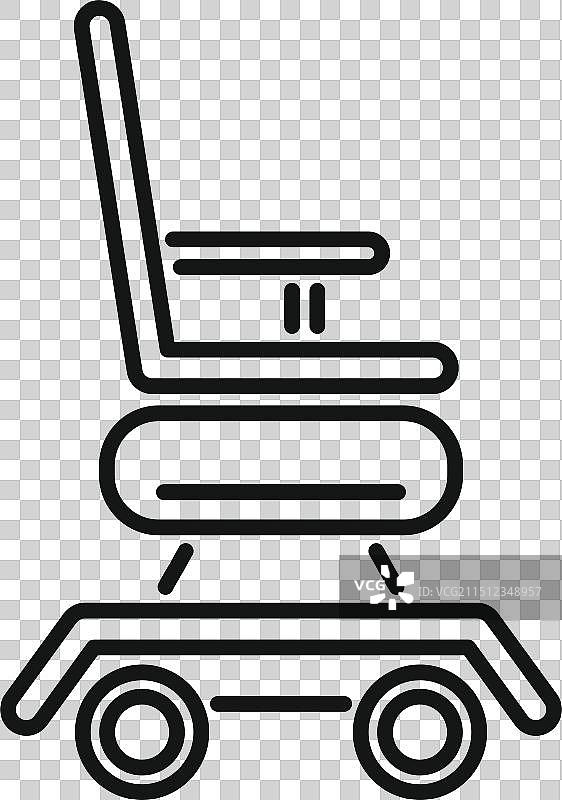 电动轮椅侧视图，显示座椅图片素材