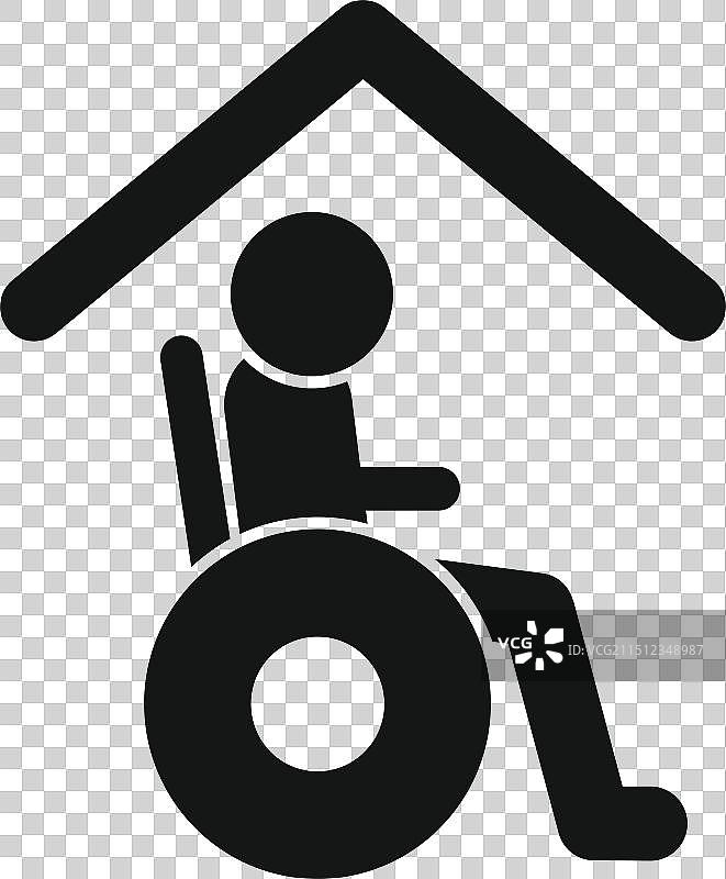 在屋顶下的家中残疾人图标图片素材