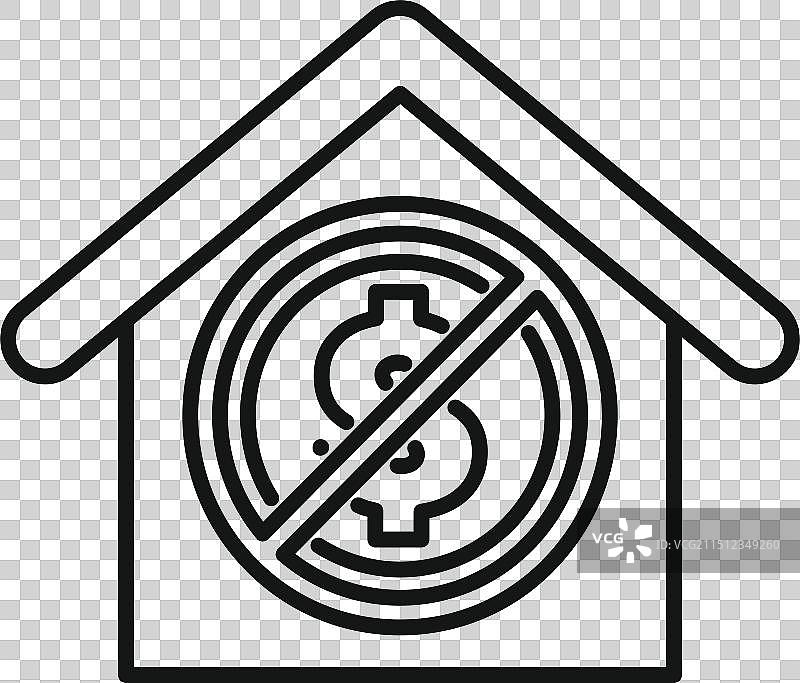 带有美元符号和禁止标志的房屋图片素材