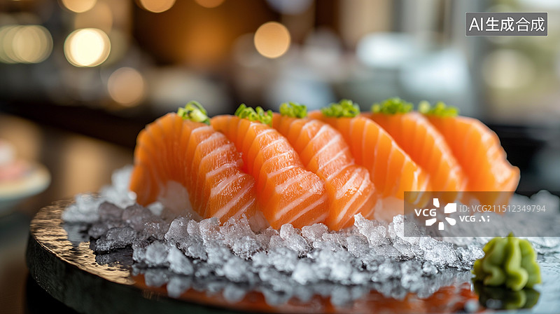 【AI数字艺术】美食主题海报——三文鱼片图片素材