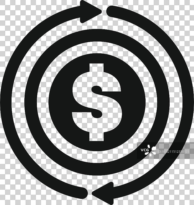 资金周转图标，显示旋转箭头图片素材