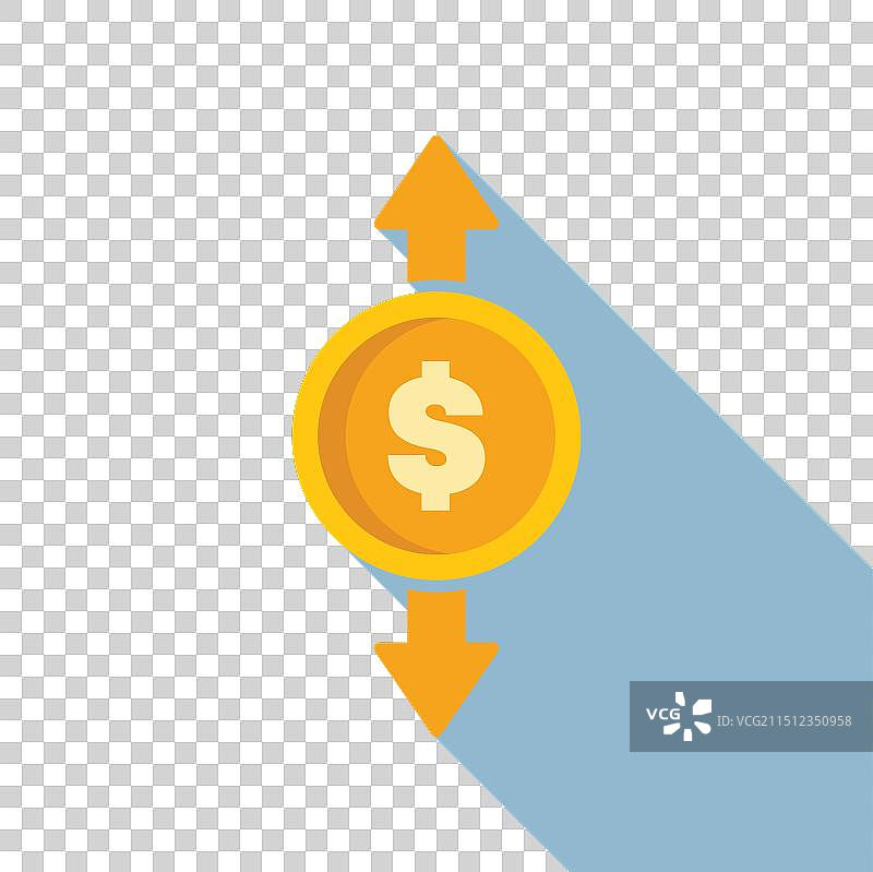 带有上下箭头的美元硬币图片素材
