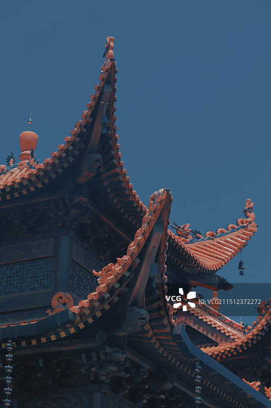 长沙古开福寺屋檐图片素材