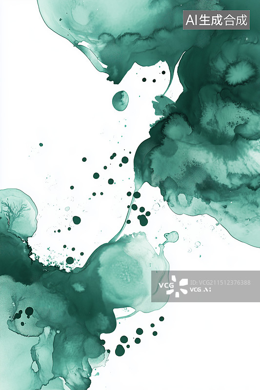 【AI数字艺术】绿色流动水彩画图片素材