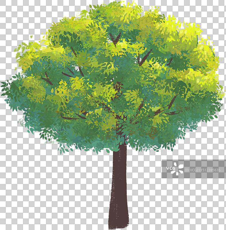 一颗大树原创卡通手绘免扣素材植物的树叶茂盛绿色图片素材