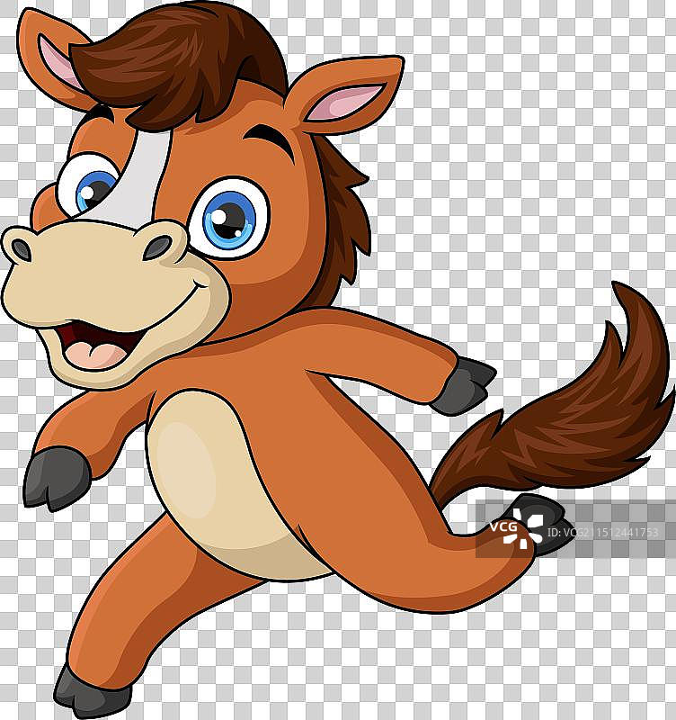 可爱的小马卡通奔跑图片素材