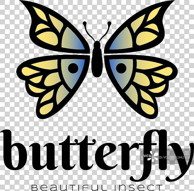 美丽蝴蝶Logo复古设计图片素材