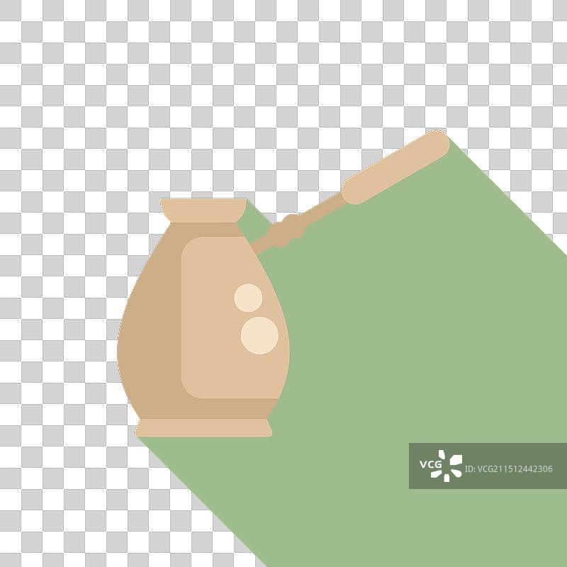 绿色背景上的土耳其咖啡壶图片素材