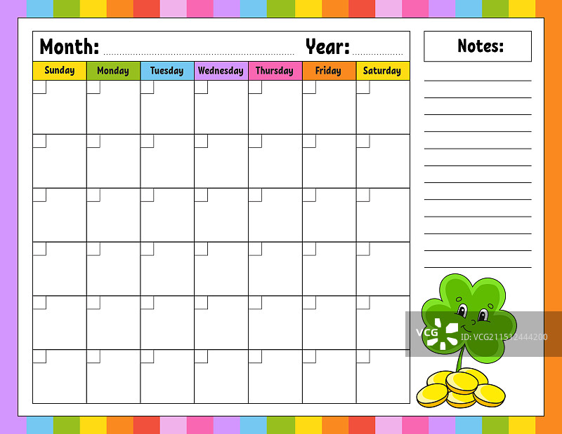 无日期的单月空白日历模板图片素材