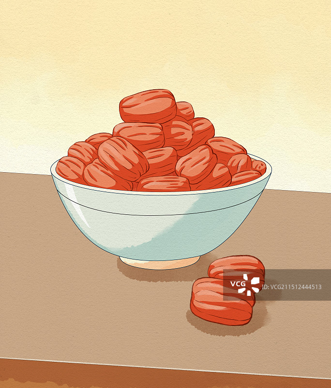 桌子上的红枣插画图片素材