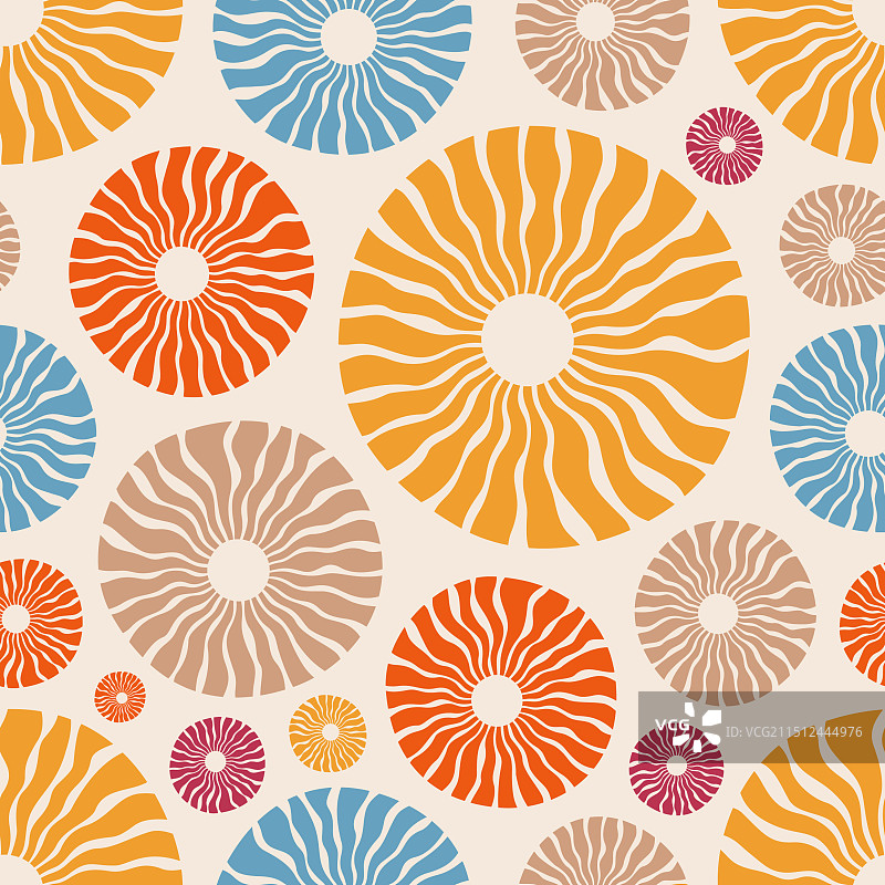 抽象圆形花朵无缝彩色图案图片素材
