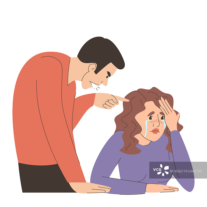 男人冲女人喊叫，场景孤立图片素材