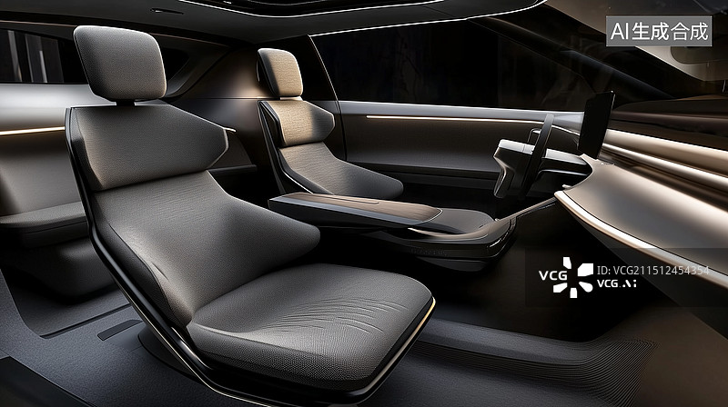 【AI数字艺术】现代风格简洁设计汽车内部场景图片素材