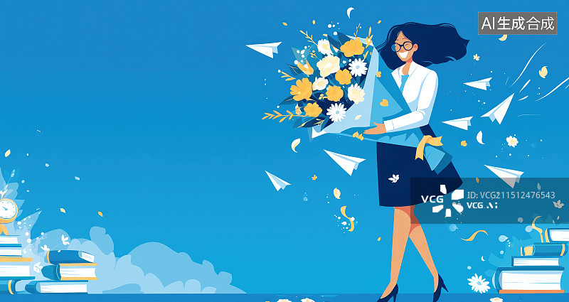 【AI数字艺术】教师节海报背景，感谢师恩图片素材