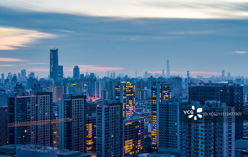 上海城市朝霞日出图片素材