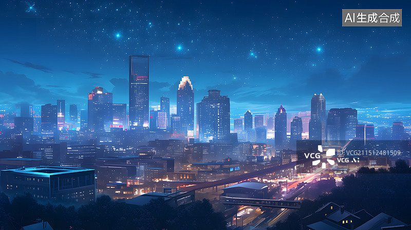 【AI数字艺术】城市上空的烟花图片素材