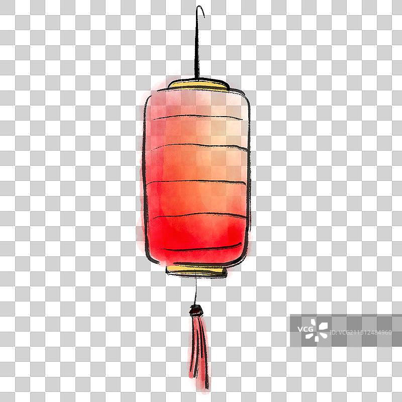 水墨水彩元宵节新年节日灯笼花灯插画免抠元素图片素材